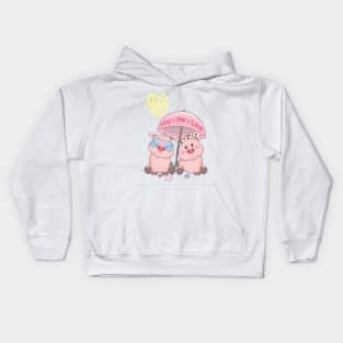 Happy Valentine's day-Valentines Pig You + Me = Love Kids Hoodie